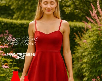 Sweetheart Mini Dress Sewing Pattern: Full Circle Skirt (PDF Pattern, XS-4XL)