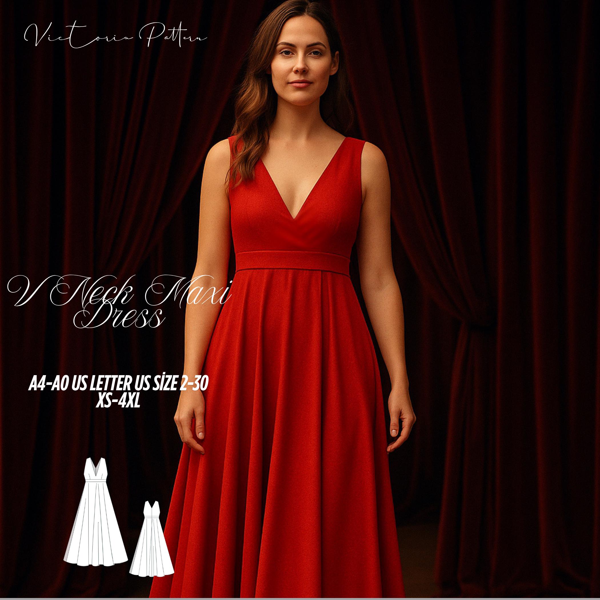 Deep V Red Dress - Etsy