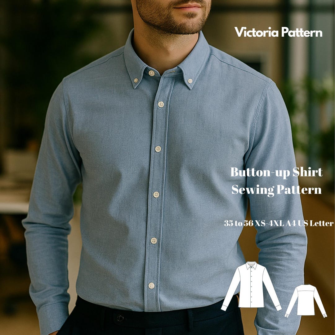 Men's Button-up Shirt Sewing Pattern: Classic Long Sleeve Design (PDF ...