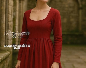 Renaissance Dress Sewing Pattern PDF – Cosplay Costume, Medieval Gown, DIY Princess Dress, Xs-4Xl