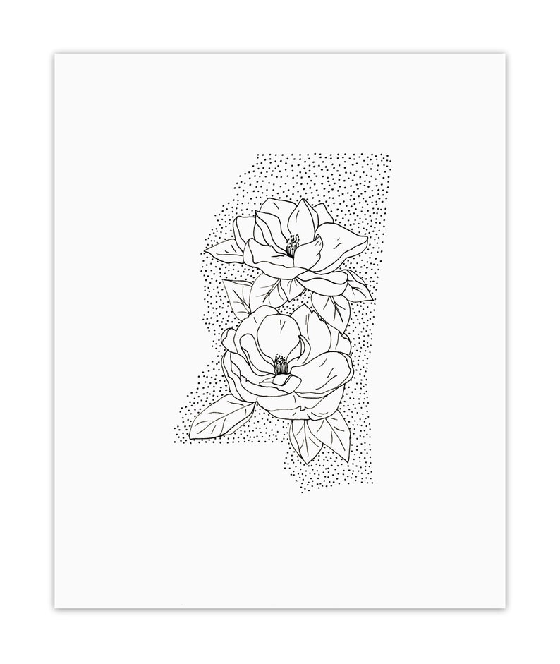 Mississippi Magnolia Minimal State Flower Drawing Digital Art Download Poster image 2