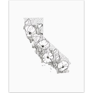 California California Poppy Minimal State Flower Drawing Digital Art Download Poster image 2