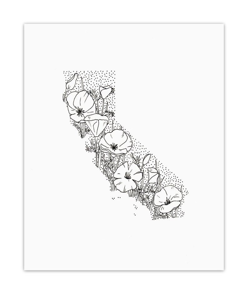 California California Poppy Minimal State Flower Drawing Digital Art Download Poster image 2