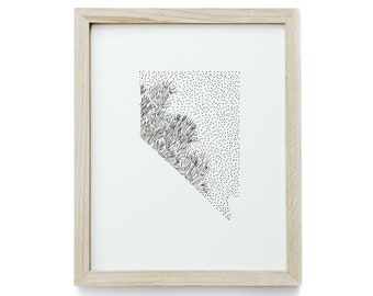 Nevada + Sagebrush - Minimal State Flower Drawing - Digital Art Download Poster