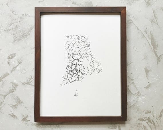 Rhode Island Violet State Flower Drawing Giclee Print