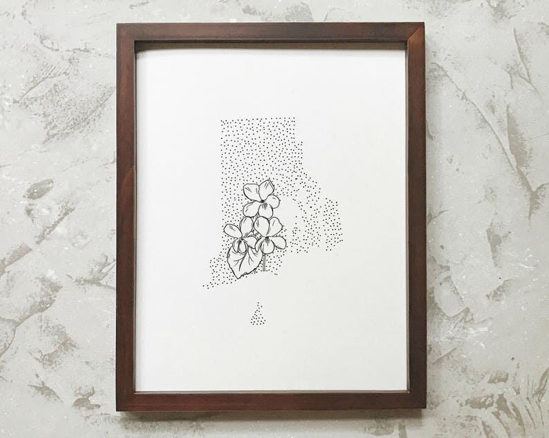 Rhode Island Violet State Flower Drawing Giclee Print