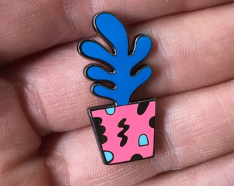 Potted Plant Hard Enamel Lapel Pin 1.25"