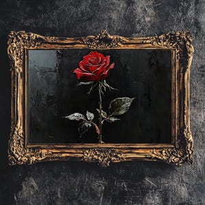 Dark Gothic Red Rose Art: Romantic Printable Decor (Digital Download)
