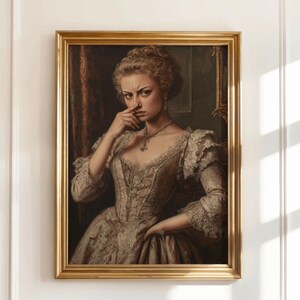 Funny Vintage Bathroom Wall Art Printable, Aristocrat Lady Portrait, Humorous Regal Toilet Decor For Guest Bathroom, Digital Download