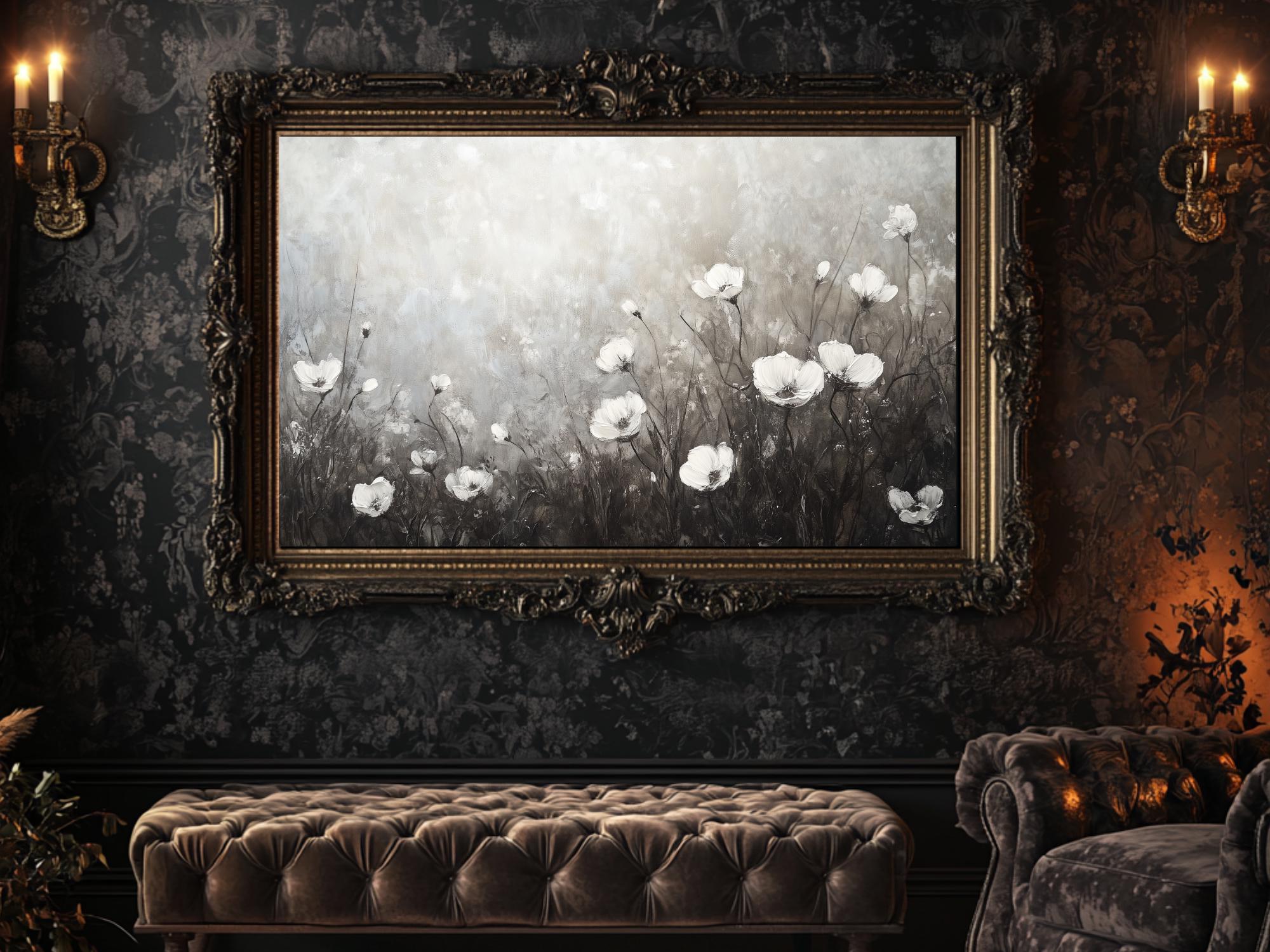 Wildflowers TV Frame Samsung, Floral Art, Moody Vintage Art Spring Painting, Digital Download