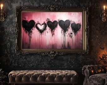 Gothic Hearts Samsung Frame TV Art 4K, Valentine&#39;s Day Gothic Art, Dark Aesthetic Decor, Digital Download