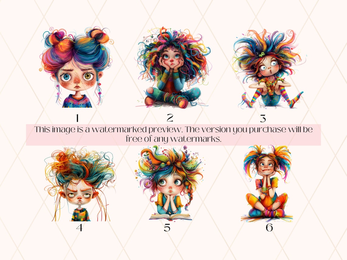 Clipart 10 Quirky Girls Bundle, Illustration Digital Clipart ...