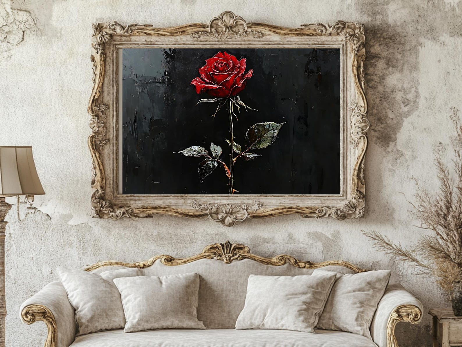 Dark Gothic Red Rose Wall Art, Romantic Valentine’s Day Printable Decor ...