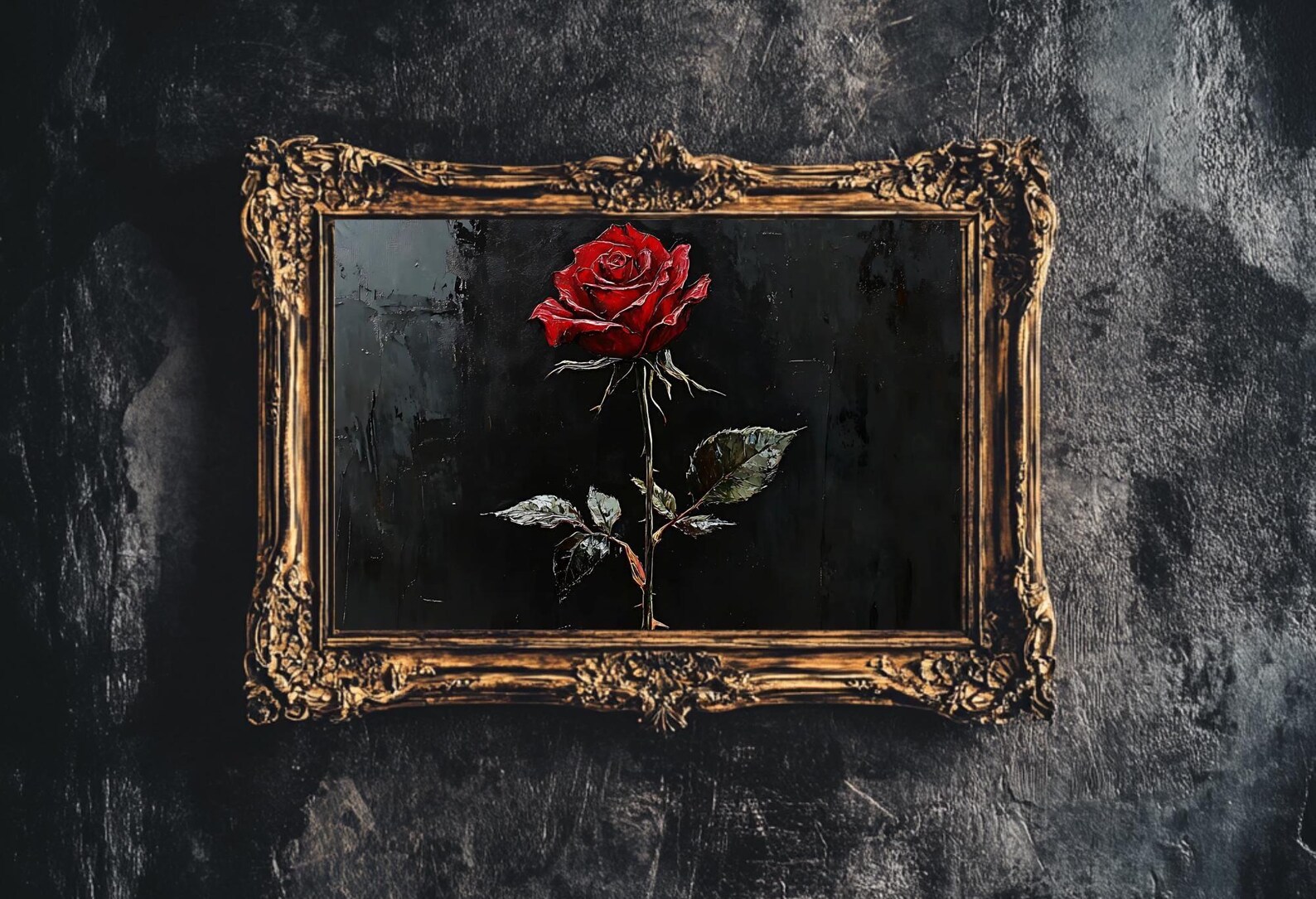 Dark Gothic Red Rose Wall Art, Romantic Valentine’s Day Printable Decor ...