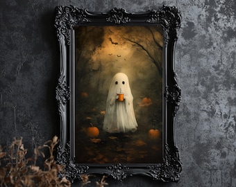 Pumpkin Spice Latte Ghost Print: Spooky Halloween Decor (Digital Download)