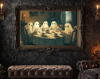 Vintage Ghostly Decor Frame TV Art,  Moody 4K Digital Download For Samsung Frame TV Art, Gothic And Cottagecore Decor, Halloween Tea Party