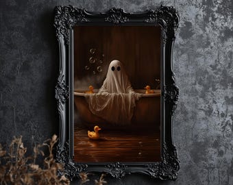 Ghost Bubble Bath Print: Funny Halloween Bathroom Art (Digital Download)
