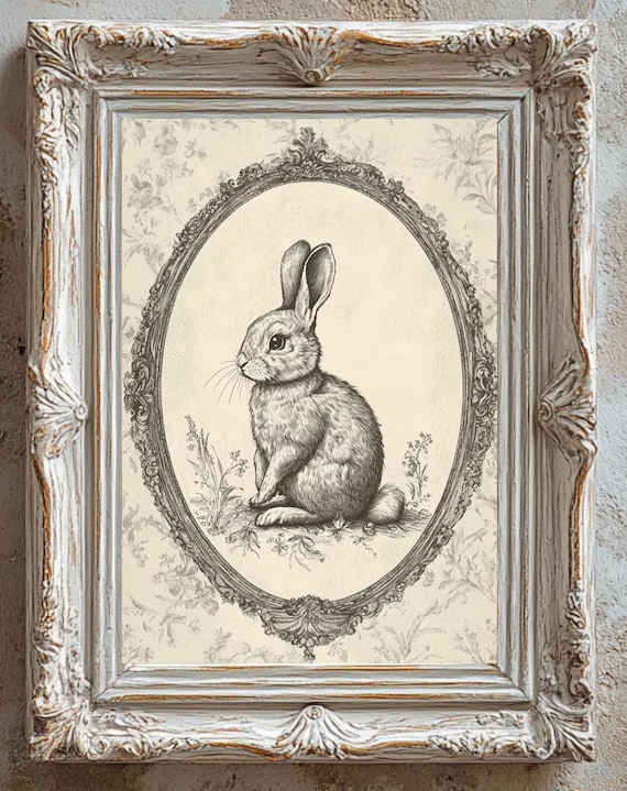 Vintage Rabbit Illustration Art Print | Victorian Cottagecore Animal Decor | Digital Download