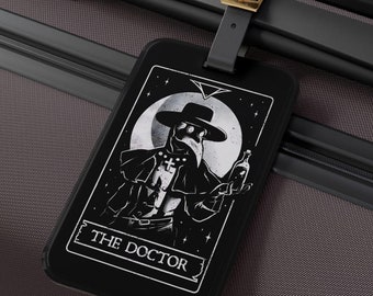 Doctor Tarot Card Luggage Tag - Death Skull Medieval Gift Tag, Travel Accessory, Bag Identifier, Backpack Charm, Unique Suitcase Label,