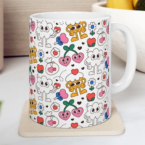 Kawaii Anime Mug, Cute Japanese Cartoon Coffee Cup 11oz, Adorable Kawaii Tea Mug, Anime Lover Gift, Ceramic Mug with Kawaii Anime