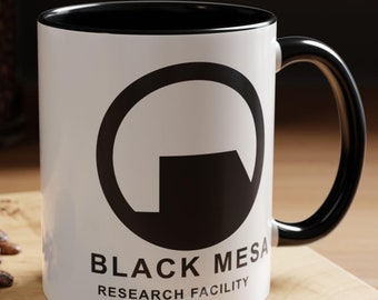 Black Mesa Mug - Black Mesa Research Facility Logo Coffee Cup, 11oz & 15oz Gamer Mug, Video Game Lover Gift, Aperture Laboratories Cup