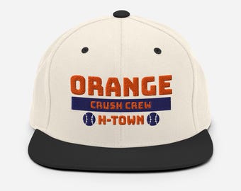 Orange Crush Crew Embroidered Snapback Hat - Houston Baseball Cap - Space City Baseball Design - H-Town Fan Gear"