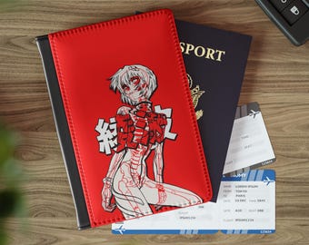 Funda de pasaporte de anime Rei Ayanami: idea de regalo para amantes del anime, billetera RFID, accesorios de viaje de anime