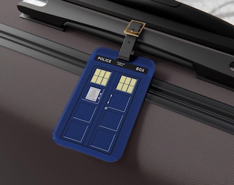 Tardis Luggage Tag, Police Box, Doctor Gift, Travel Accessory, Geeky Bag Tag, Sci-Fi Keychain, Time Machine ID, Blue Phone Booth,