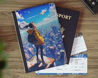 Funda de pasaporte de anime, funda para pasaporte de viaje de anime, billetera RFID, estuche para pasaporte de anime, accesorios de viaje de anime