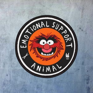 Retro Iron-On Patches - Muppets Emotional Support Animal Patch, Kermit, DIY Craft, Sew-On Badge, Kids Clothing Accessory