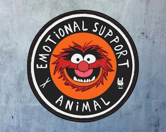 Retro Iron-On Patches - Muppets Emotional Support Animal Patch, Kermit, DIY Craft, Sew-On Badge, Kids Clothing Accessory