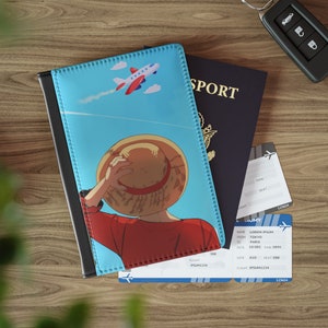 Anime paspoorthoes Luffy Watching Airplane Travel Wallet Case Anime cadeau voor Otaku-fans Duurzame en lichtgewicht accessoires