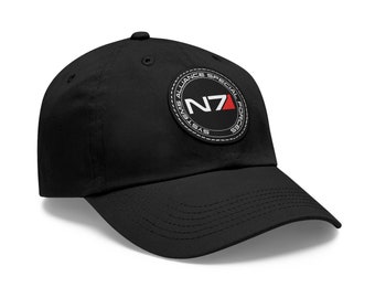 N7 Program Dad Hat with Leather Patch , N7 Sheppard, N7 Mass Effect, Best gift for dad on his birthday