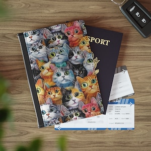 Paspoortomslag Funny Cats - kleurrijk kattencadeau voor kattenliefhebbers | Cadeaus onder de 25 USD