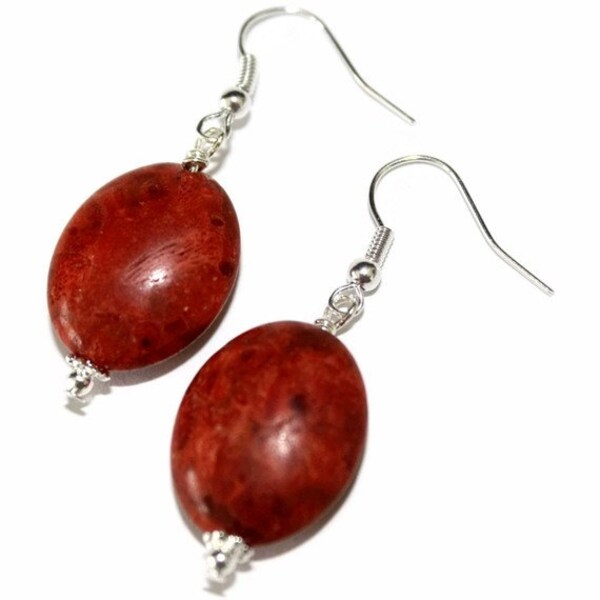 Red Sponge Coral Earrings