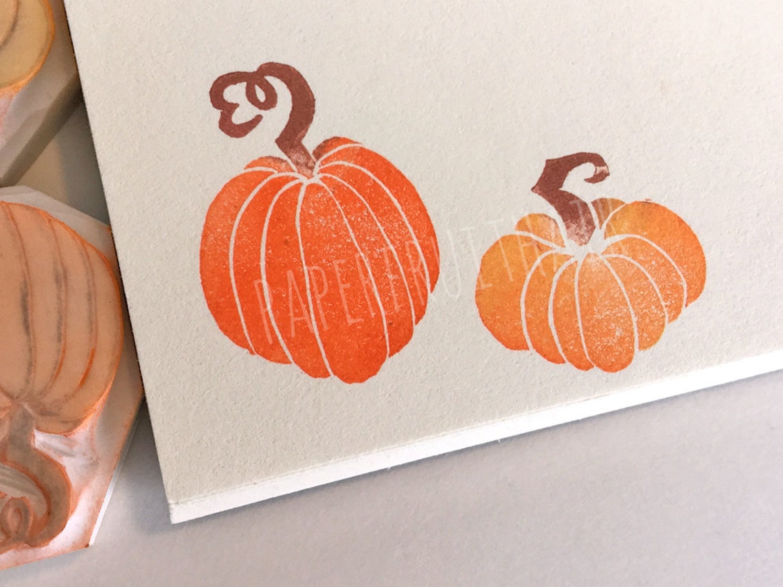 Harvest pumpkins hand carved stamps two piece set Etsy