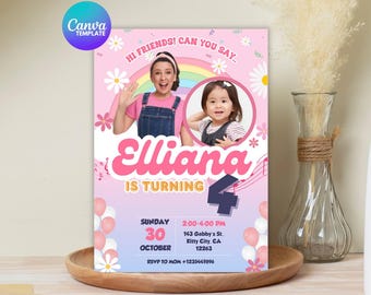 Editable Ms Rachel Birthday Invitation, Printable Ms Rachel Party Invites, Ms Rachel Party Invitation Template: Canva Digital Template