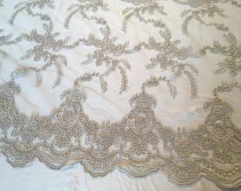 13 yards @15 per Yard - Grey Chantilly Corded Embroidered Lace