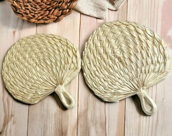 Raffia Fan, Handmade Nature Bamboo, Stay Cool in Style, Handmade Nature Bamboo, Raffia Hand Fans: Perfect for Summer Farmhouse Vibes