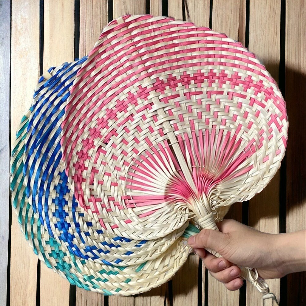 Handwoven Straw Grass Fans, Palm Leaf Hand Fan, Straw Fan Unique Decor