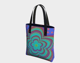 Bolso tote azul moderno con diseño abstracto / Bolso tote urbano de diseño artístico / Bolso reutilizable de estética minimalista para el día a día