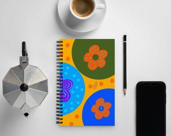 Cuaderno de espiral de arte abstracto, diario de arte moderno, cuaderno de bocetos con diseño vibrante, cuaderno con portada de pintura original, papelería personalizada única
