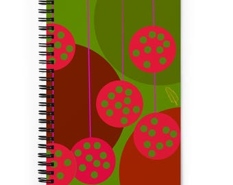 Diario de arte navideño, cuaderno de espiral de arte abstracto, cuaderno de bocetos de diseño vibrante, cuaderno con portada de pintura original, papelería personalizada única