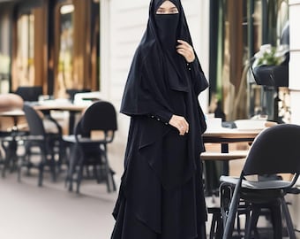 Modern Muslimah Abaya: French Khimar, Half Niqab, Islamic Prayer Dress