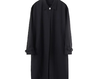 Wool Blend Oversized Trench Coat – Minimalist Buckle Sleeve Long Jacket