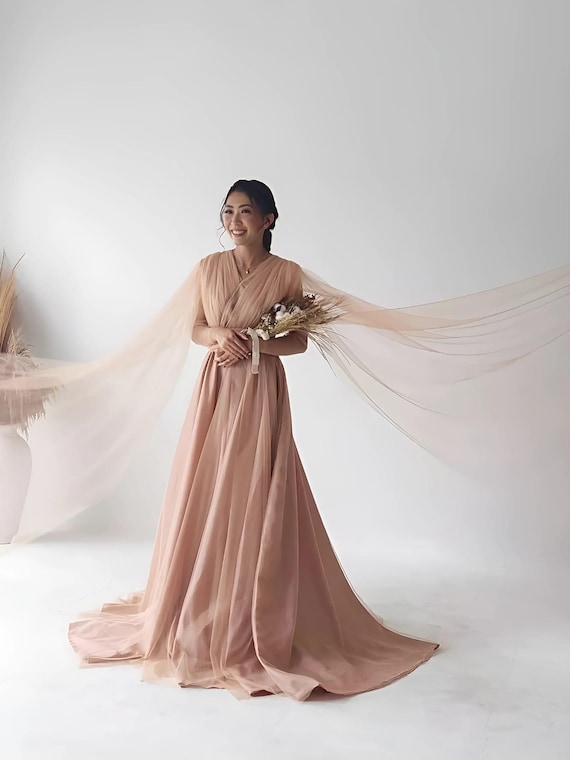 Custom Size Satin Wedding Gown: Maternity Photoshoot Dress