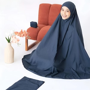 Conjunto de minihijab y falda para oración de viaje / Ropa de oración musulmana para mujeres para Ramadán Eid / Traje de adoración modesto diario Mukena islámico portátil con bolsa