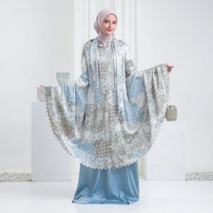 Ensemble de prière 3 en 1 en soie de qualité supérieure pour femmes avec sac luxueux - Vêtements islamiques, doux et brillants, infroissables, élégants détails découpés au laser