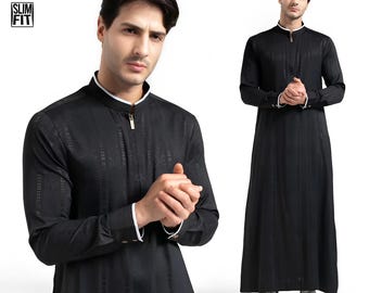 Songket Jubbah-gewaad heren slim-fit: anti-uv moslim gebedsoutfit