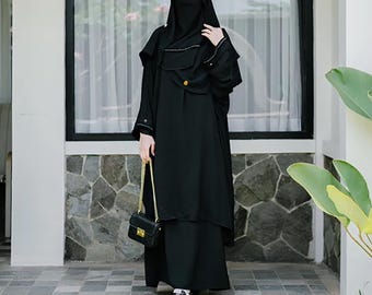 Handmade Crinkle Airflow Modest Tunic and Skirt Set Hijab – Flowy, Breathable & Elegant